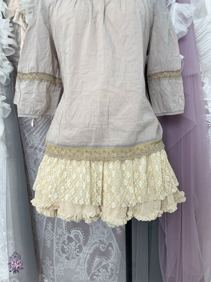 Mori kei muted lilac balloon sleeves top