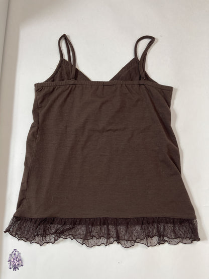 Axes femme lace and fur trim babydoll camisole