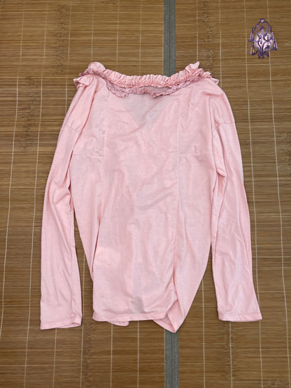 ATSURO TAYAMA pink ruffle button up long sleeve cardigan