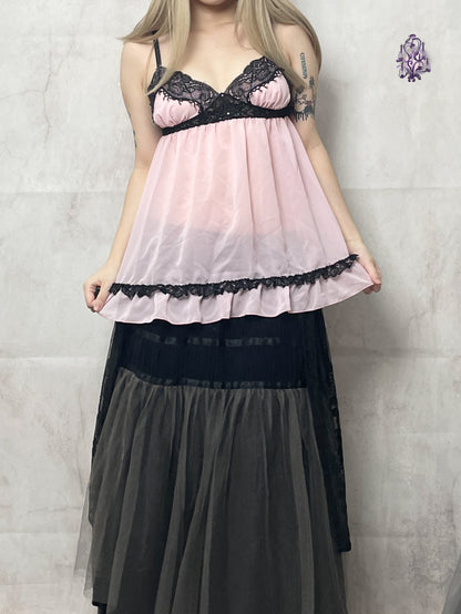 lace trim pink camisole, japanese label