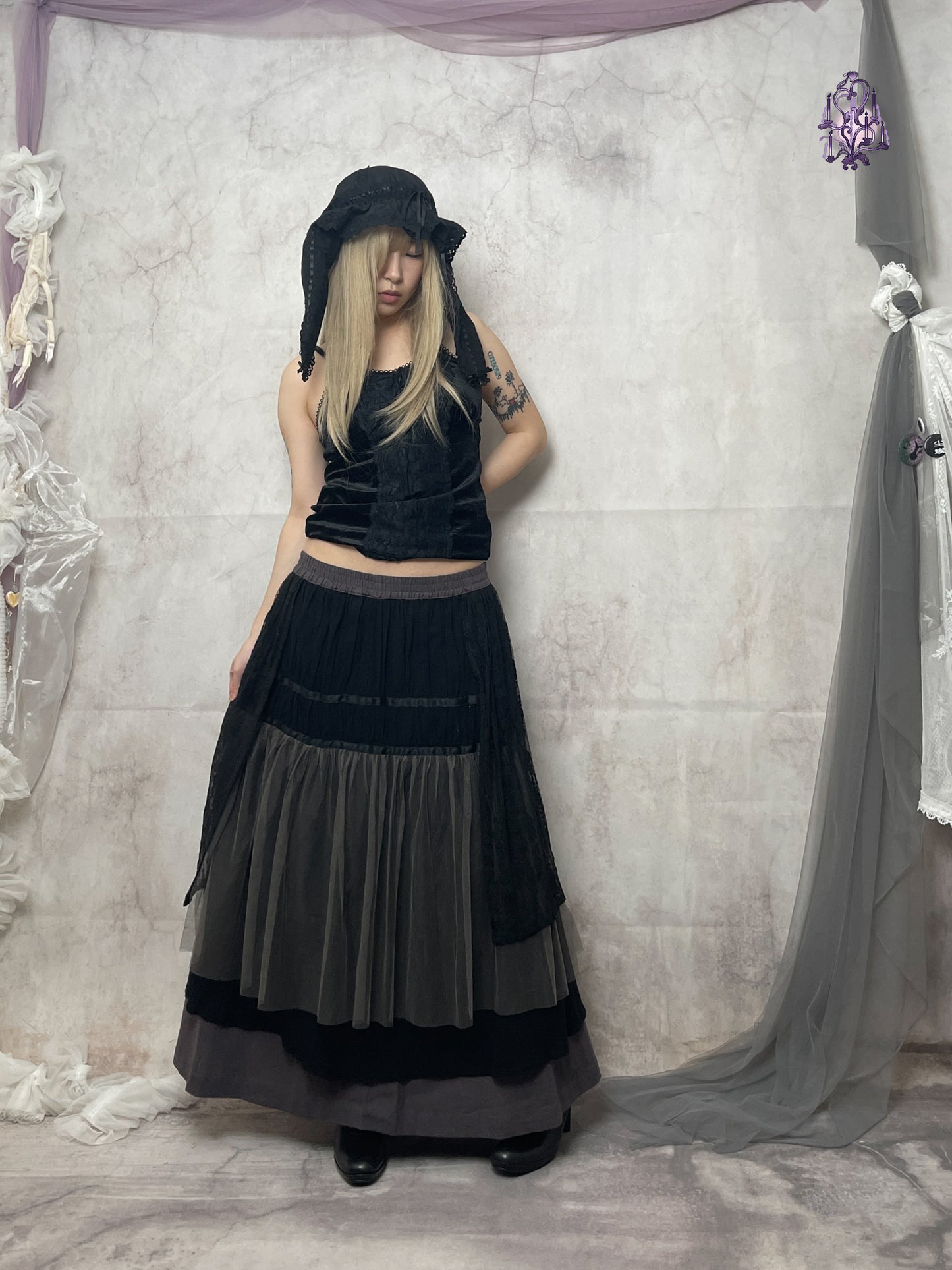 asymmetric pixie maxi skirt, japanese label