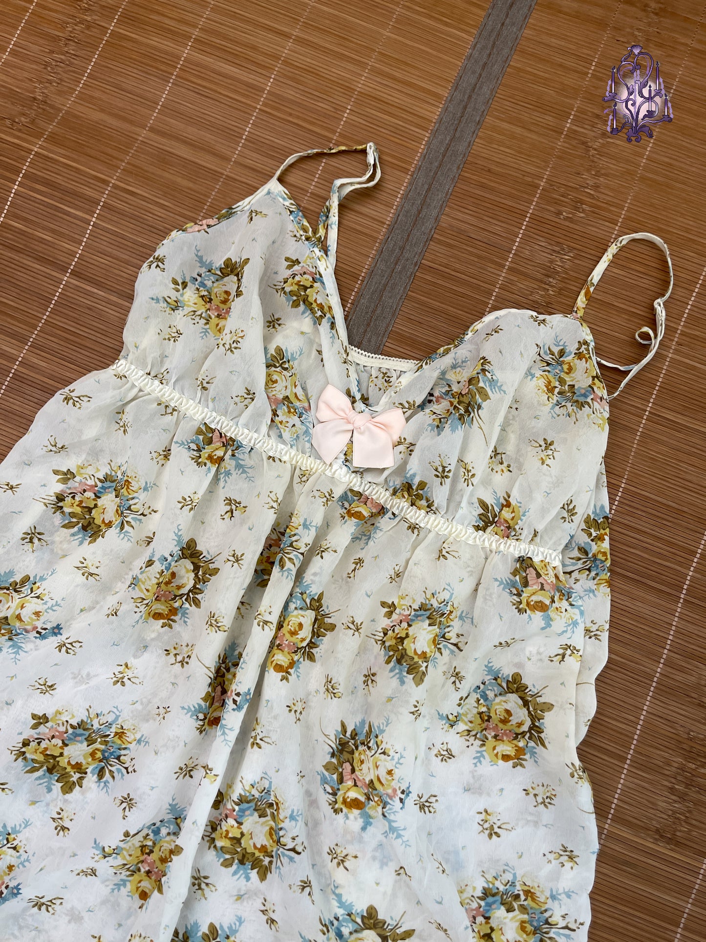 Floral bow tie long camisole