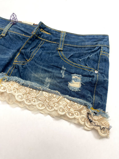 Denim lace trim skirt