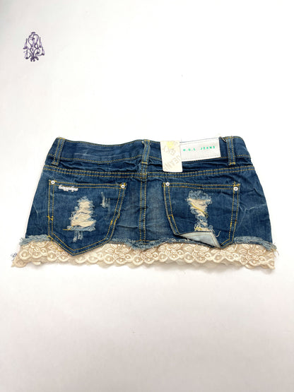 Denim lace trim skirt