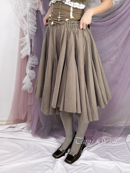 Voluminous Suede Puff Midi Skirt