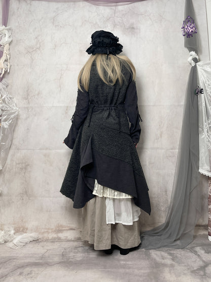 dark fantasy asymmetric coat, euro abel