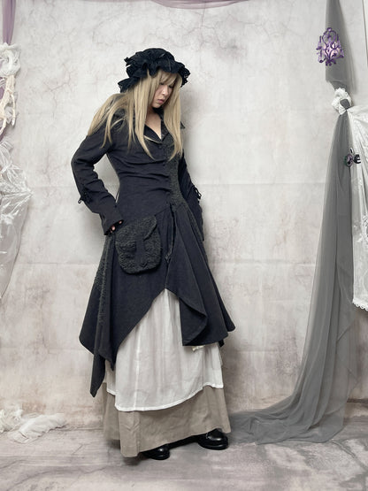 dark fantasy asymmetric coat, euro abel