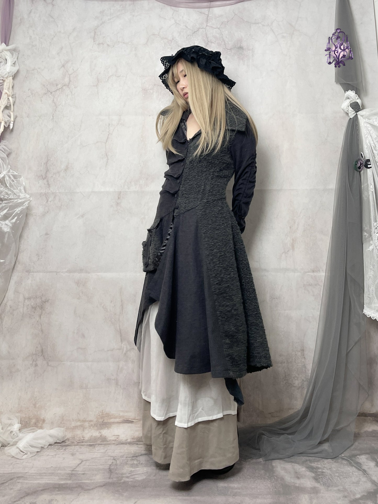 dark fantasy asymmetric coat, euro abel