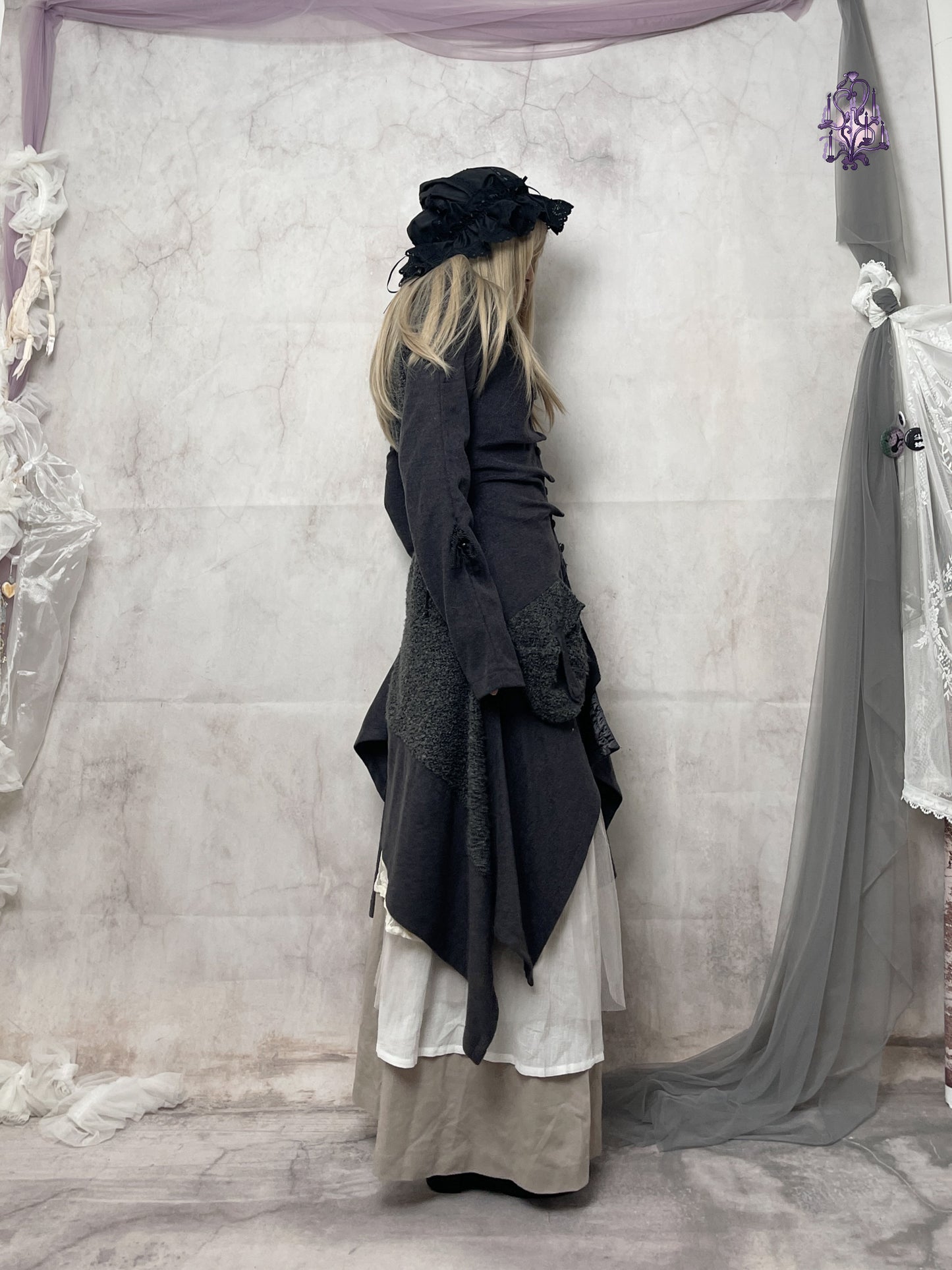 dark fantasy asymmetric coat, euro abel