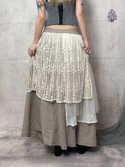 cottage multi layer maxi skirt, japanese label