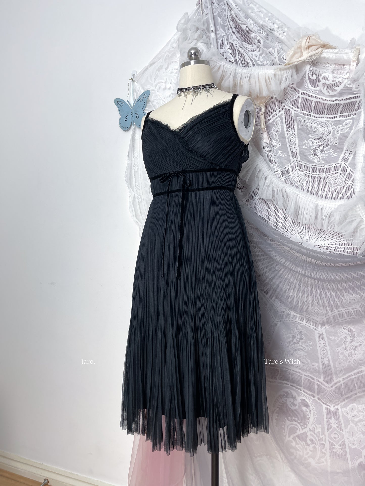 Dark Coquette Pleated Dress