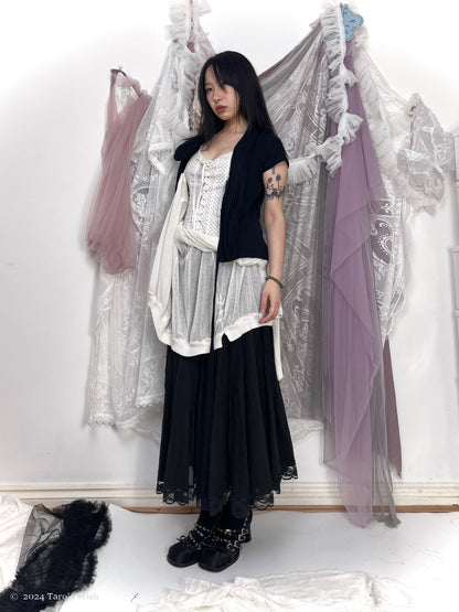 button up sheer long cardigan, french label