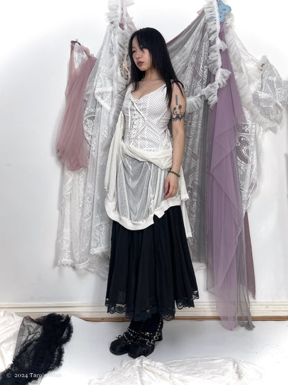 button up sheer long cardigan, french label