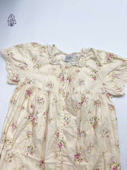 Floral long button up pajama dress