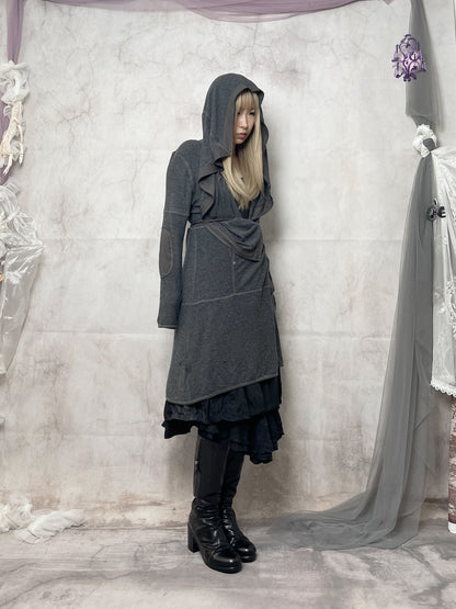 dark grey long knit cardigan, euro label