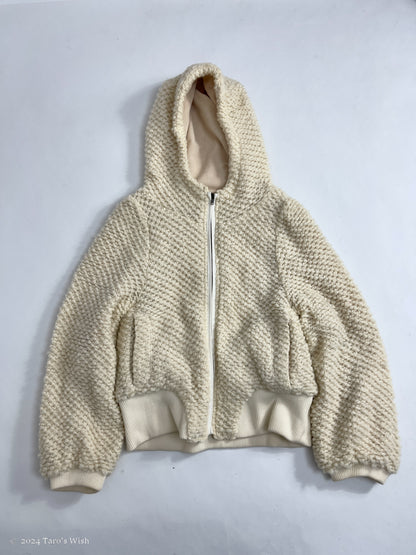 zip up hooded jacket in cream, tsumori chisato