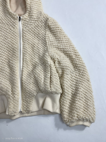 zip up hooded jacket in cream, tsumori chisato