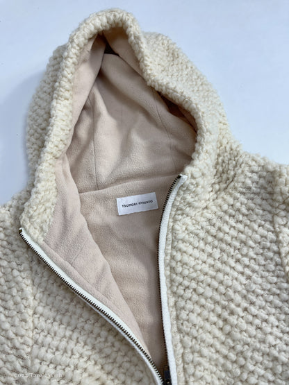 zip up hooded jacket in cream, tsumori chisato