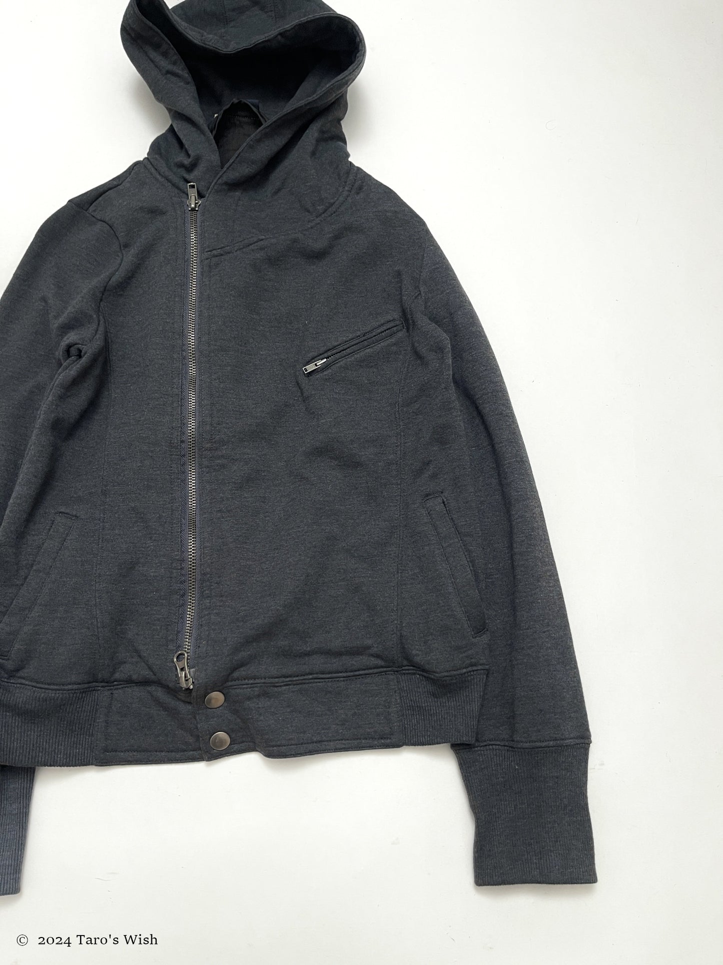 asymmetric zip up hoodie, japanese label