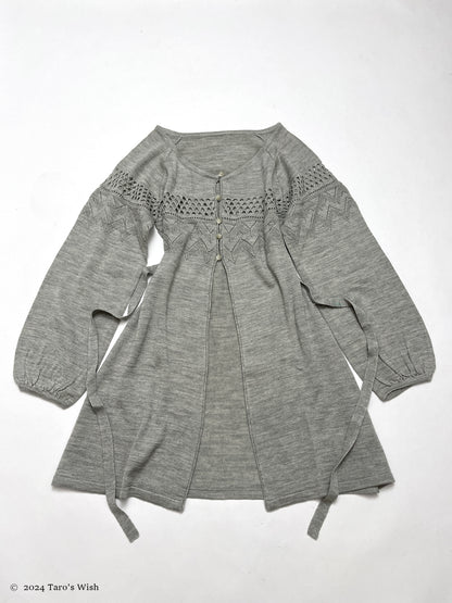 grey babydoll button up balloon sleeves top, japanese label