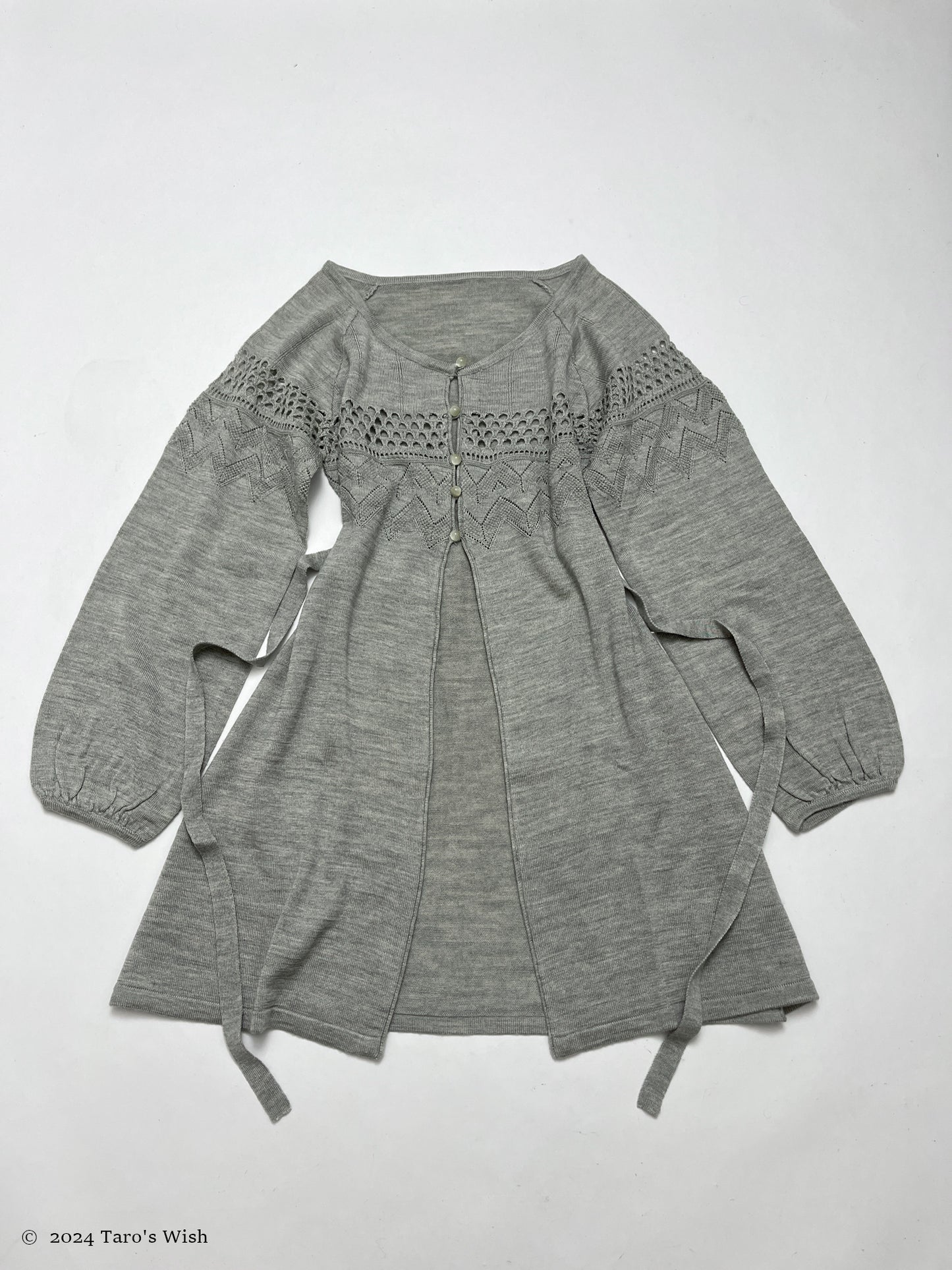 grey babydoll button up balloon sleeves top, japanese label