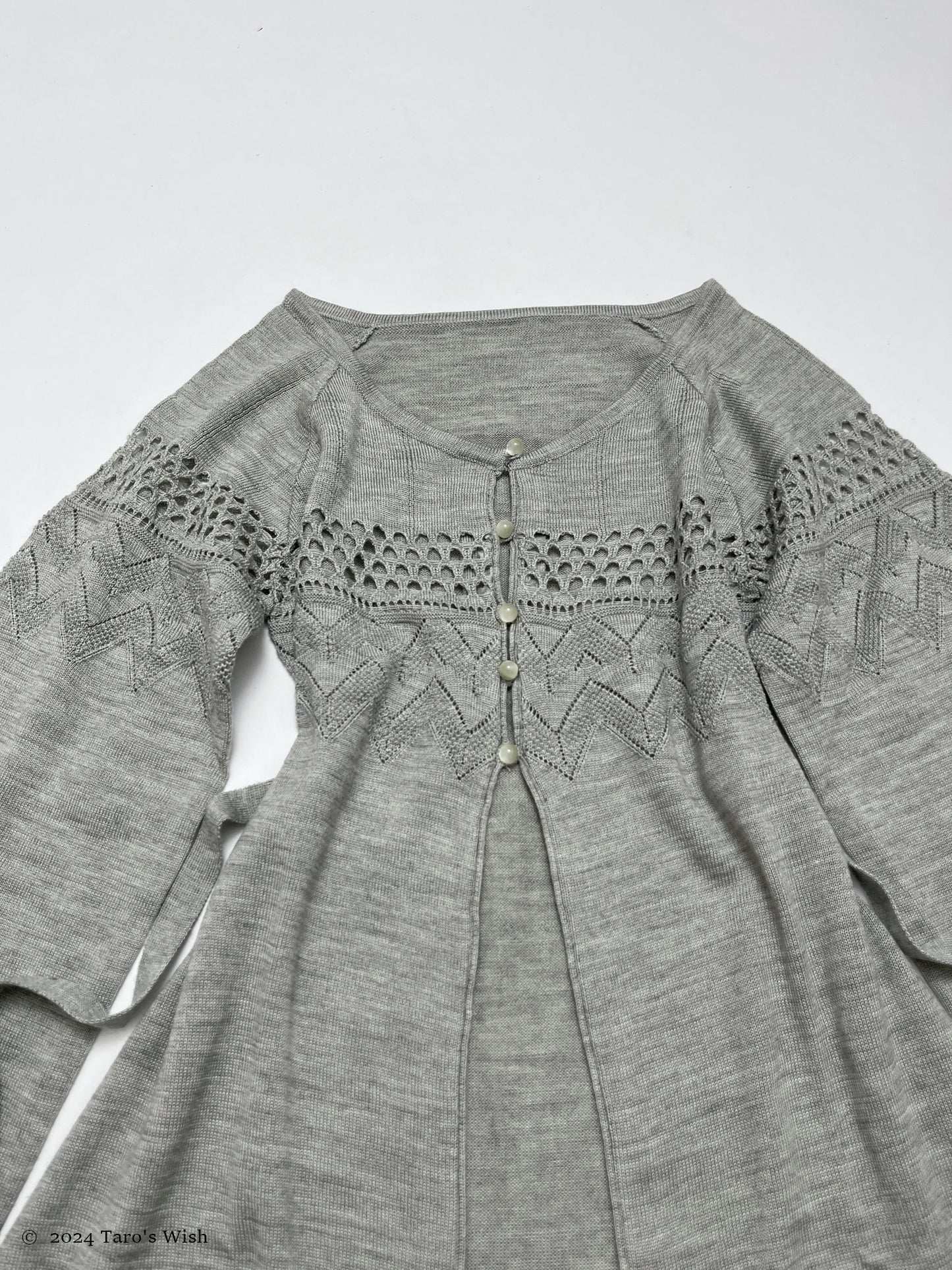 grey babydoll button up balloon sleeves top, japanese label