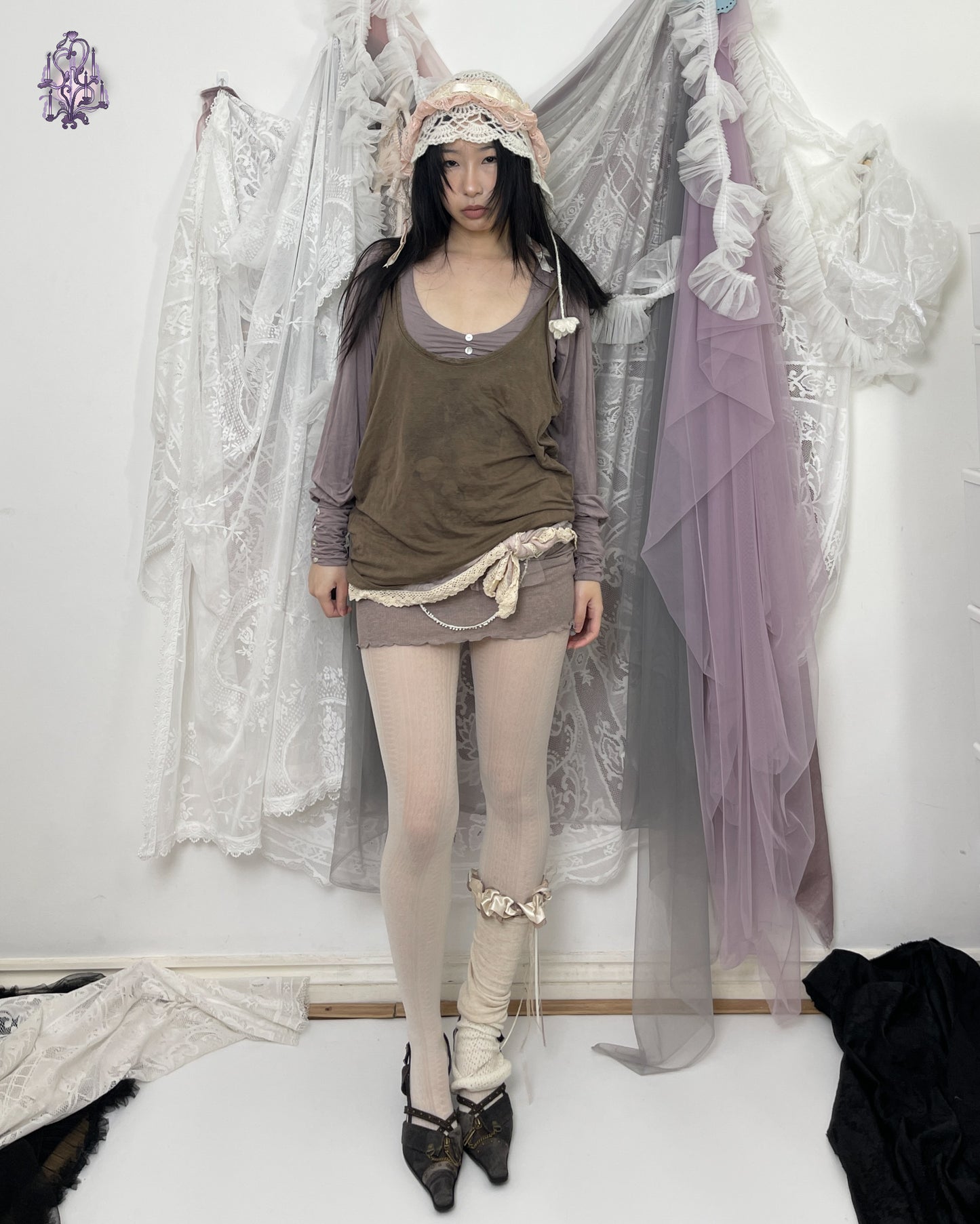 elven ruching button up long sleeves top, paris label showgirls