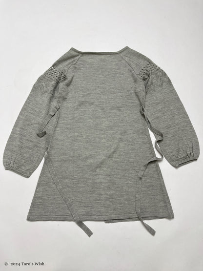 grey babydoll button up balloon sleeves top, japanese label