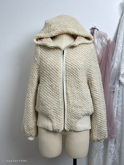 zip up hooded jacket in cream, tsumori chisato