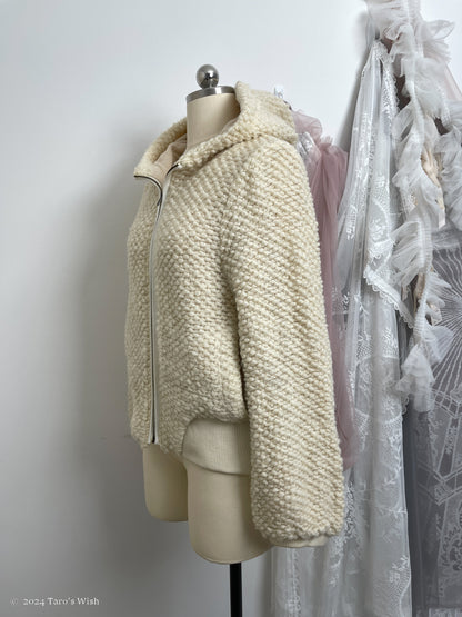 zip up hooded jacket in cream, tsumori chisato