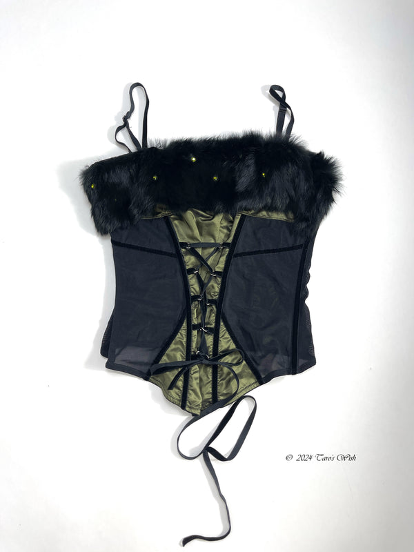 FUR LACE UP CORSET
