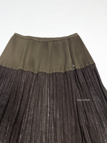 Senso Unico Pleats Sheer Mesh Midi Skirt