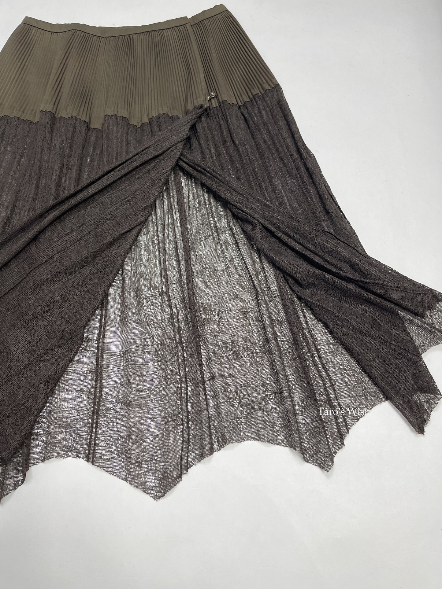 Senso Unico Pleats Sheer Mesh Midi Skirt