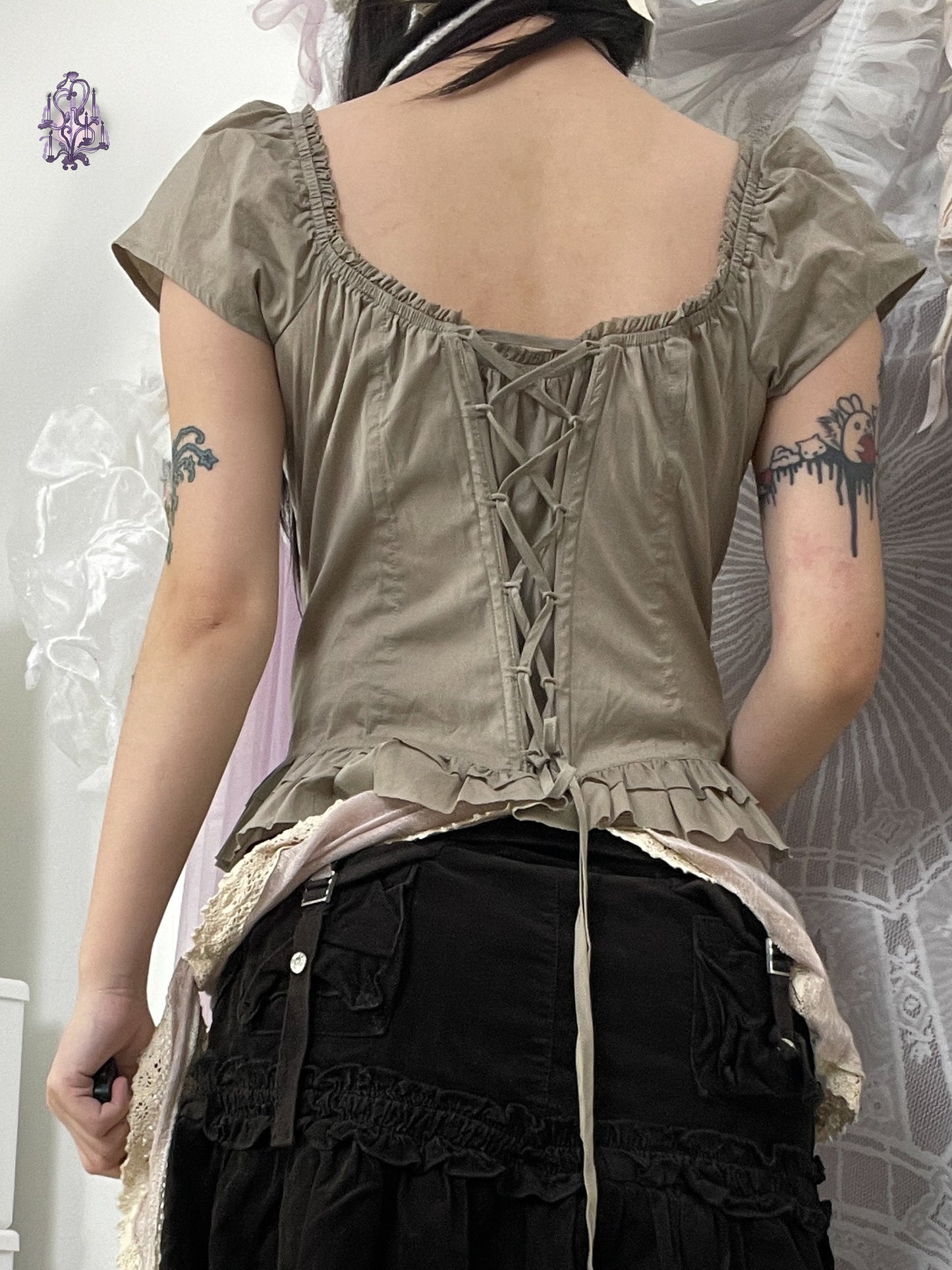 fae grace zip up corset milkmaid top, euro label