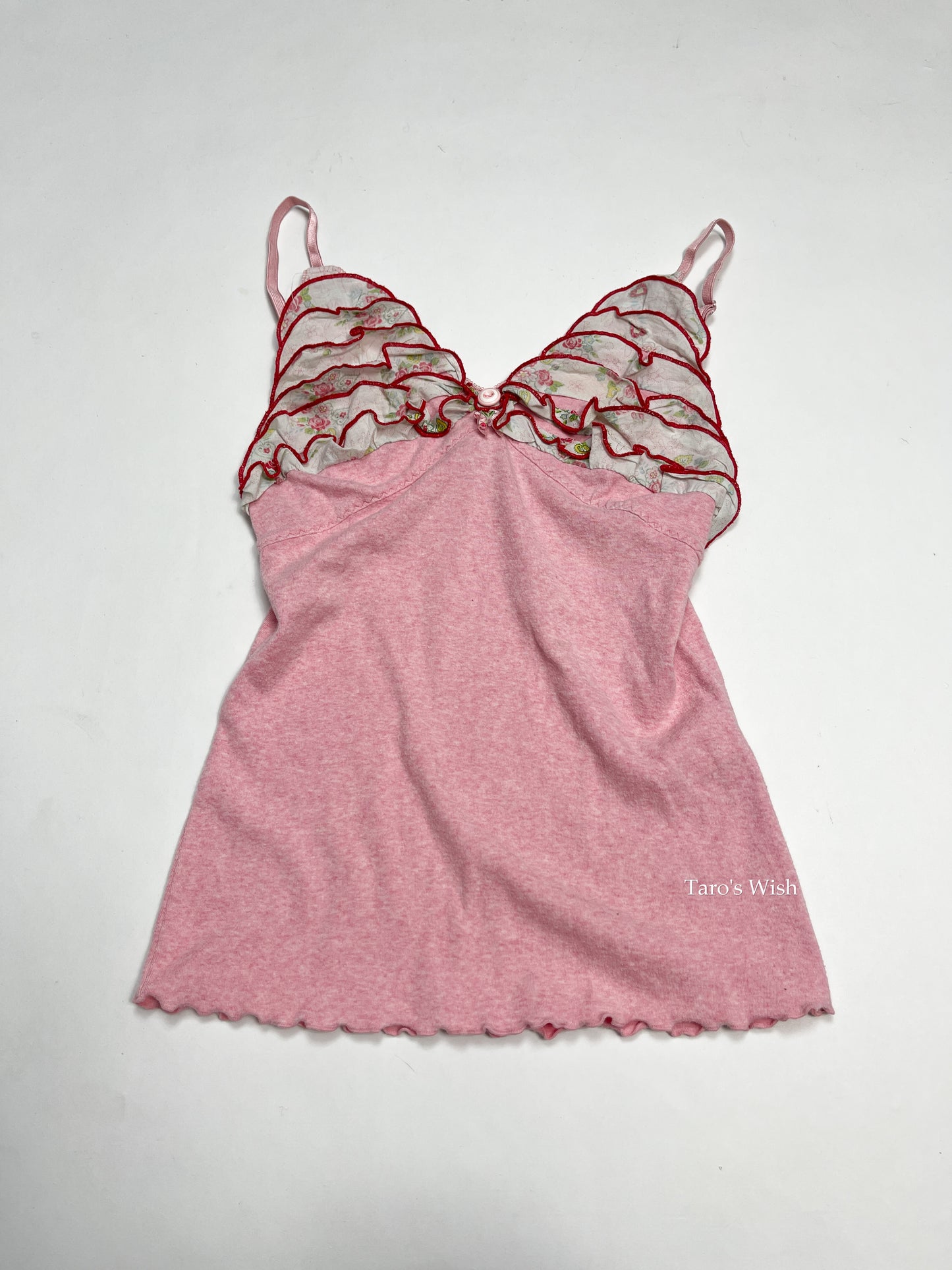 Floral Print Ruffled Camisole in Pink