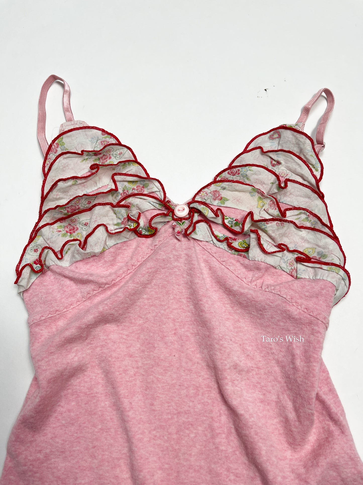 Floral Print Ruffled Camisole in Pink