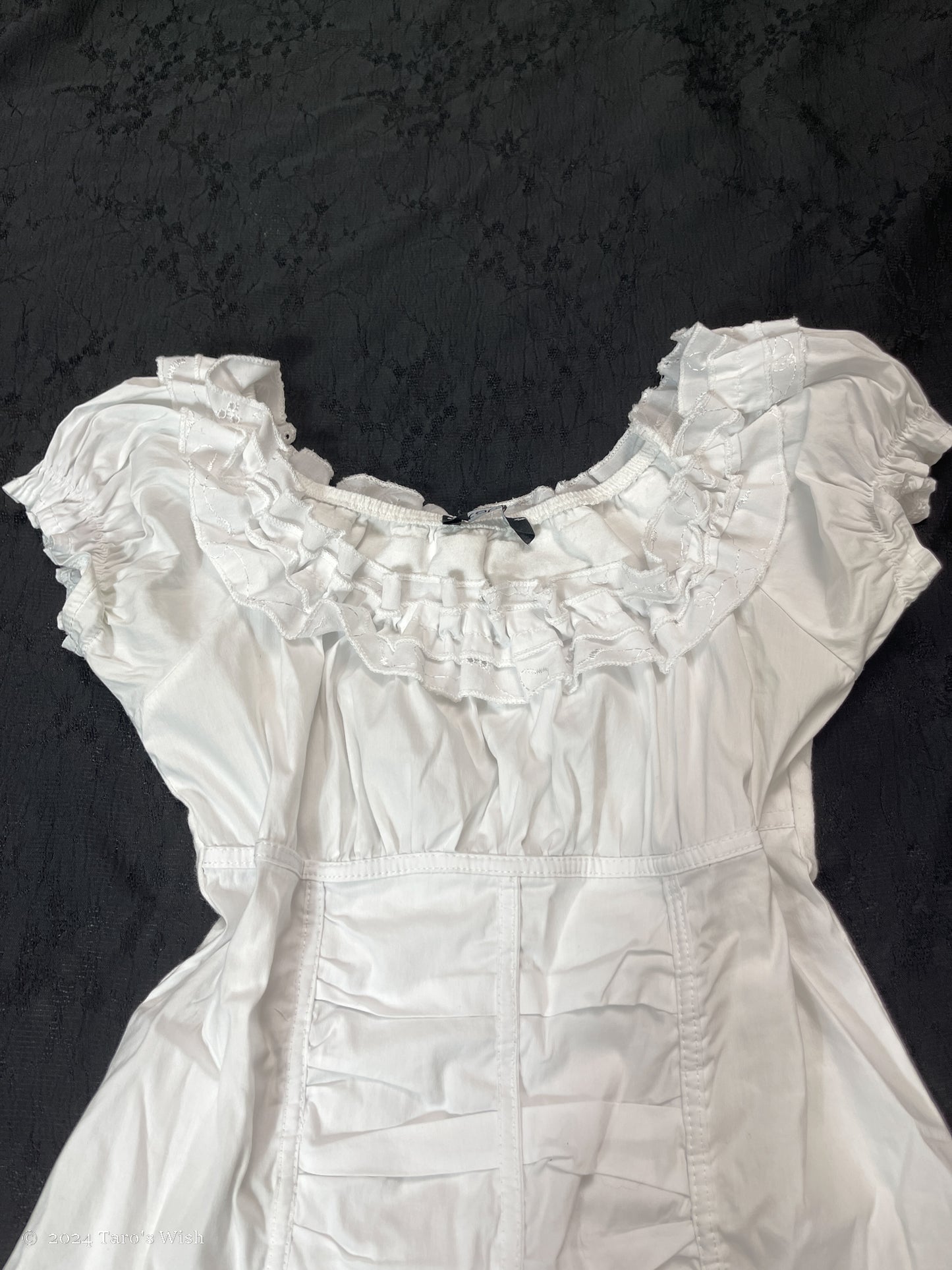 ruched babydoll white blouse, euro label