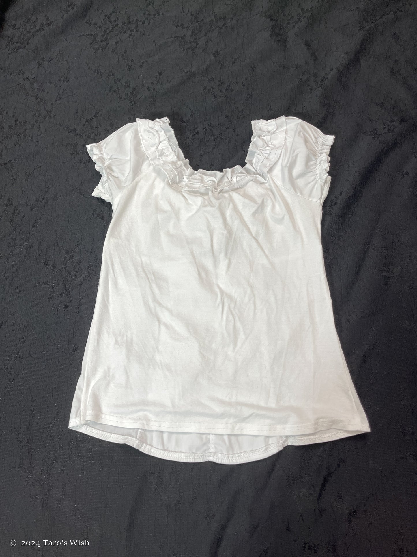 ruched babydoll white blouse, euro label