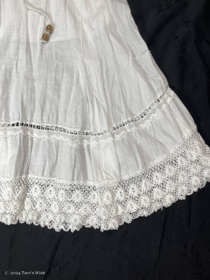 crochet maxi skirt in white, japanese label