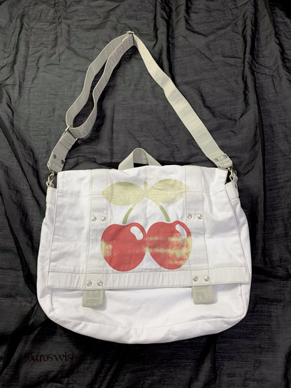 vintage cherry canvas bag