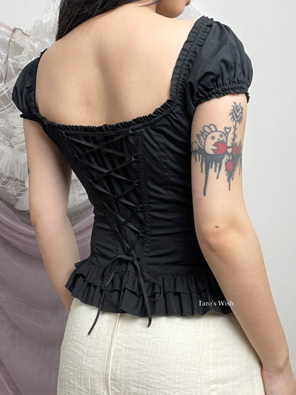 Double Standard Clothing Milkmaid Lace Up Corset Top