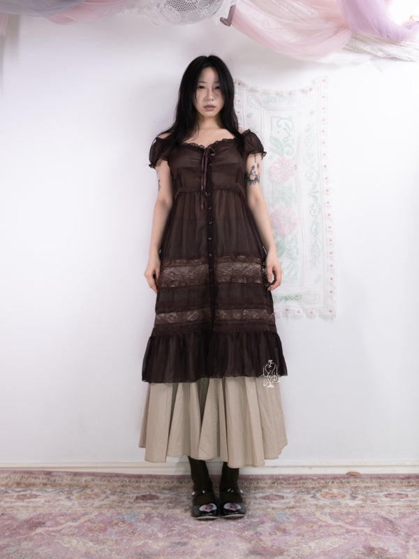 COCOA LACE PANEL CHIFFON DRESS