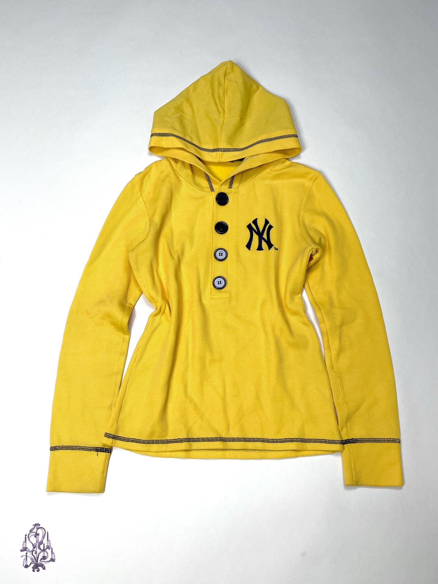 NY button up long sleeves hoodie in yellow