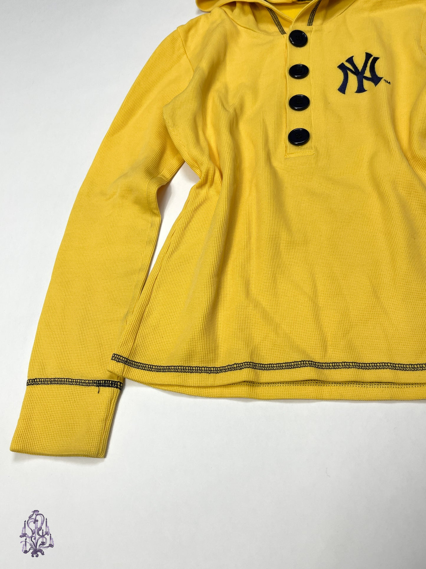 NY button up long sleeves hoodie in yellow