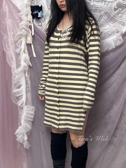 VIVIENNE WESTWOOD striped Asymmetrical Button Up  Long Sleeves Top Cardigan