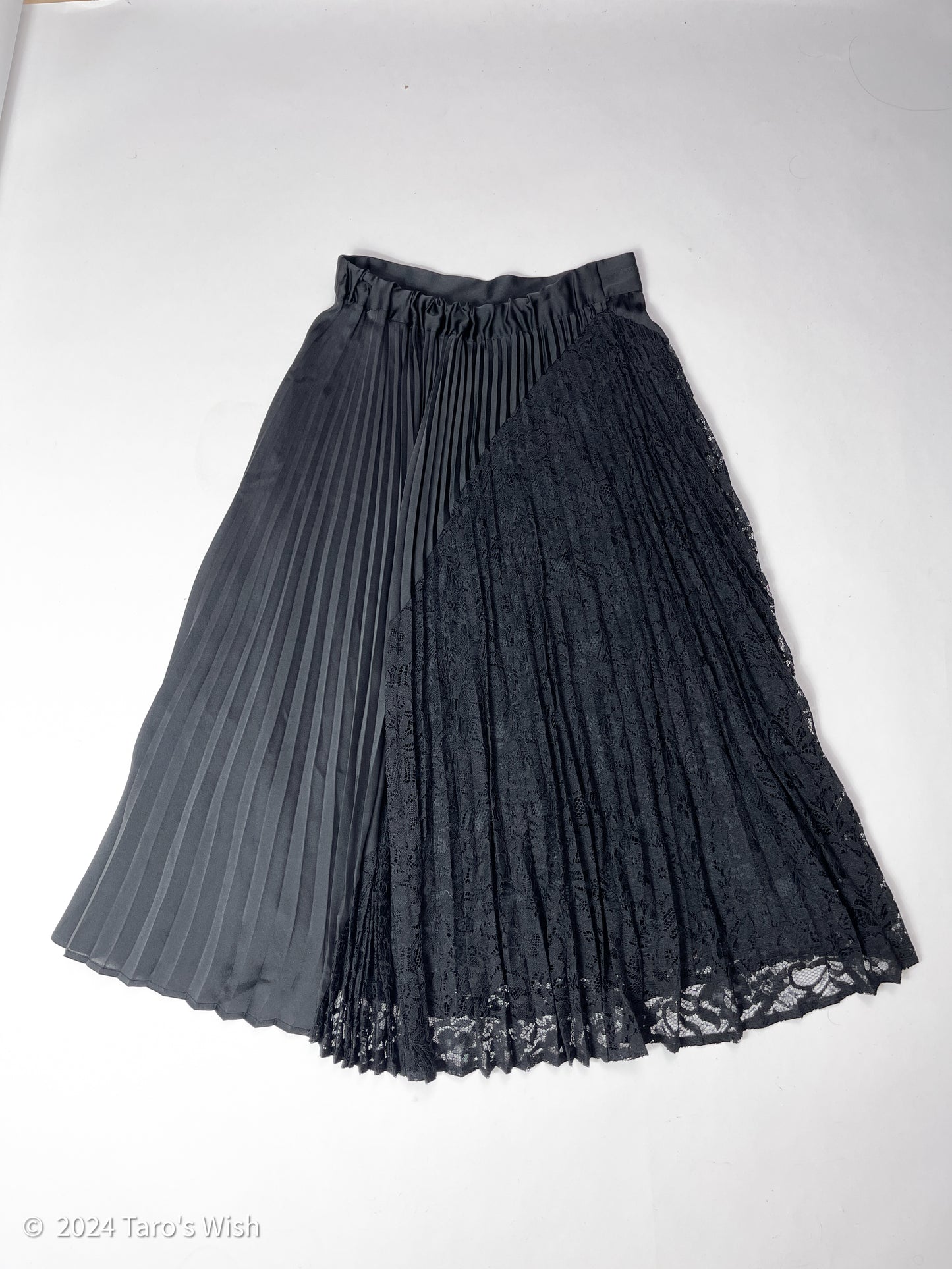 asymmetric patchwork lace maxi skirt, japanese label