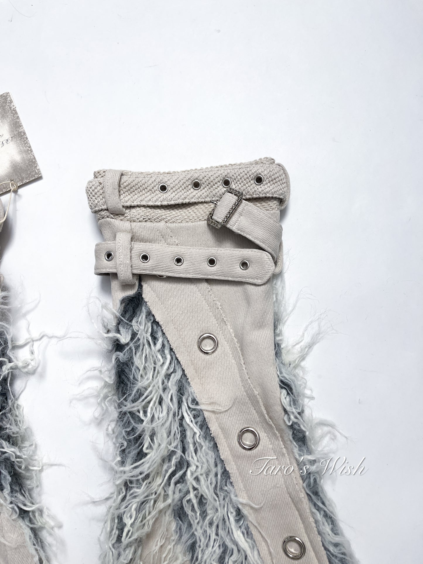 ARIADNAw Patchwork Fur Trim Belted Leg Warmers