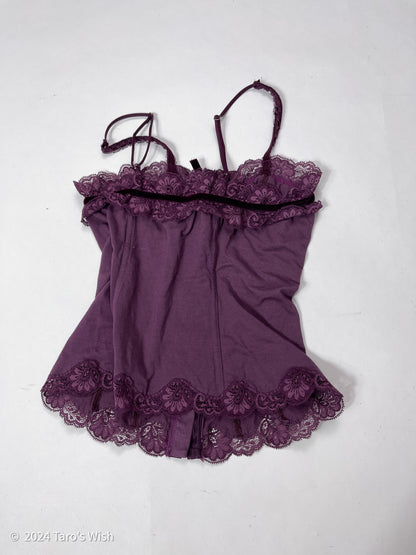 purple lace trim corset french label anti flirt