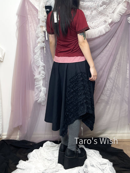 Black Peace Now Asymmetrical Frill Skirt