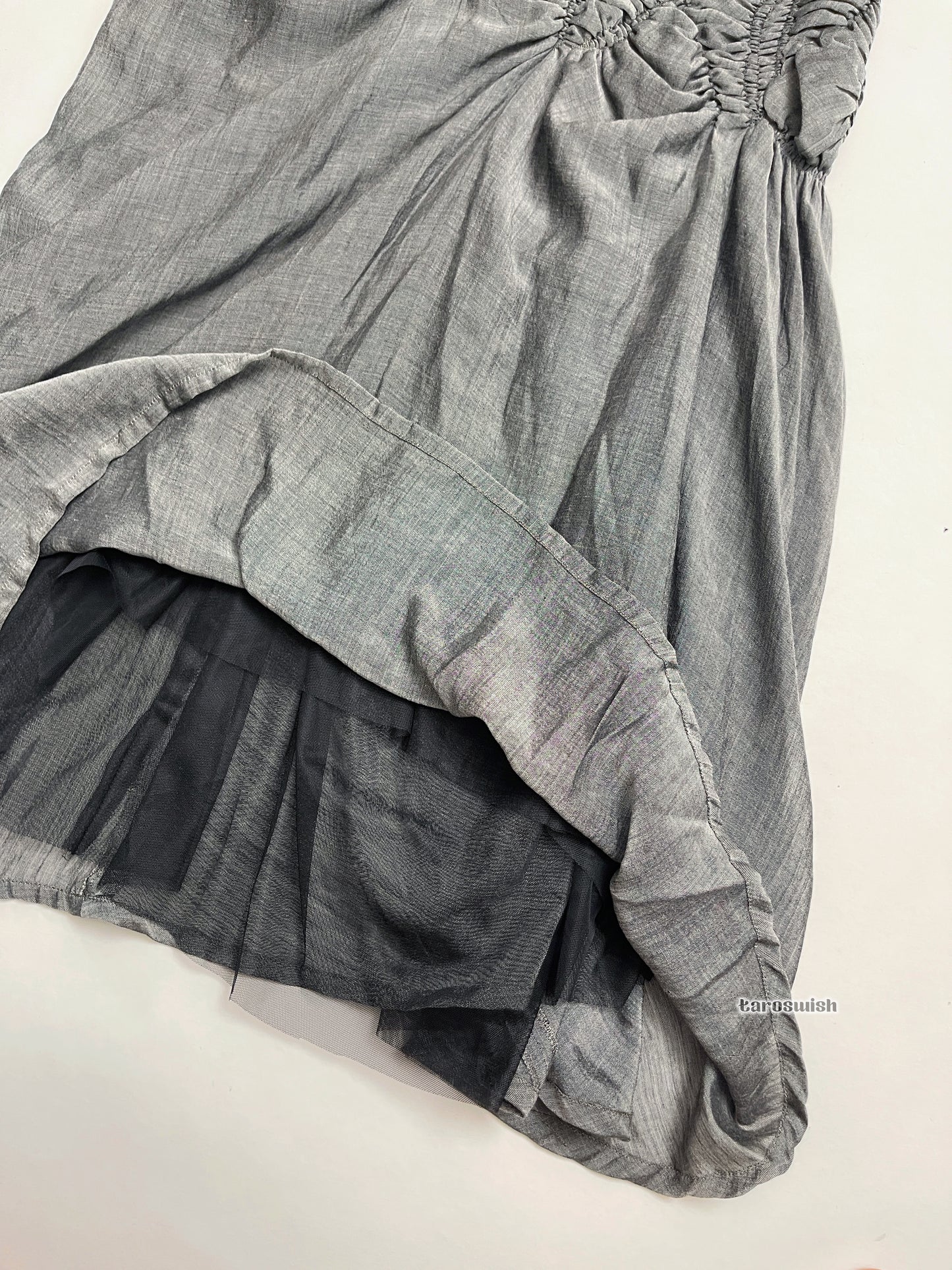 GOMME Ruched Maxi Skirt in Grey / Taroswish Taro's Wish